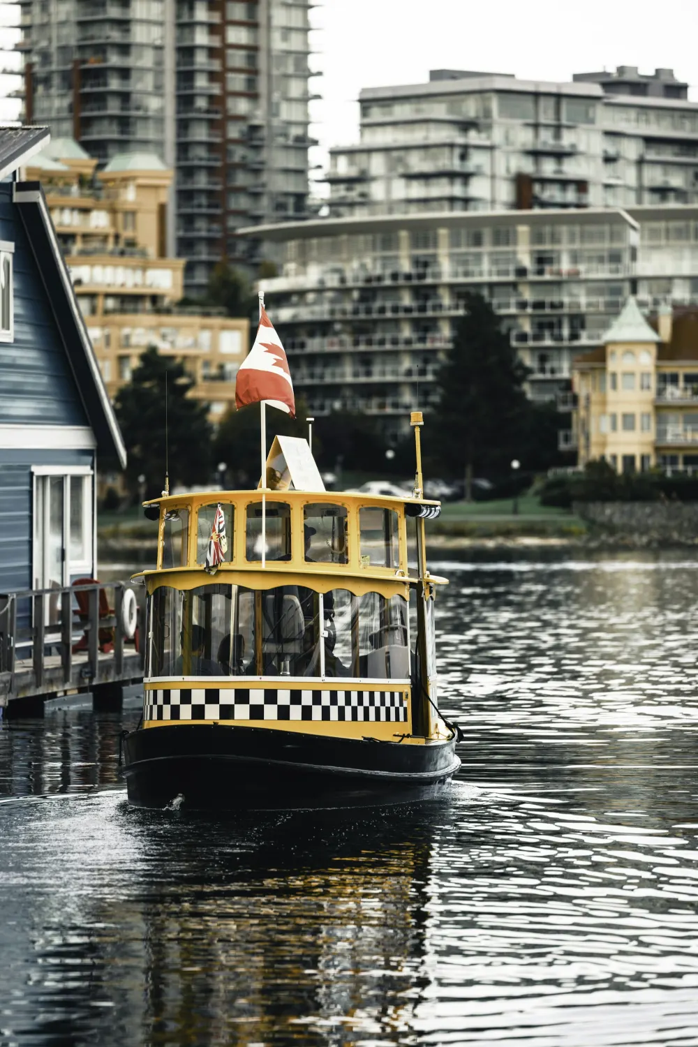 A Victoria harbour ferry flying the Canadian flag